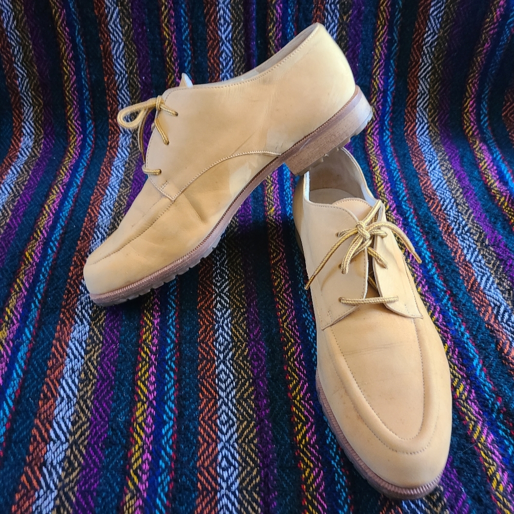 Vintage 1990’s Escada Sport Tan Leather  Lace Up Loafers Size 8.5